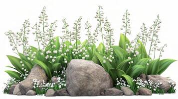 Lily of the valley and rocks photo