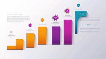 Infographic design with colorful bars and arrows photo