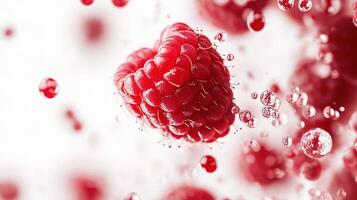 Raspberry, water, bubbles, heart, water, raspberries, water, bubbles, photo