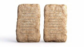 Two stone tablets with hebrew writing on them photo