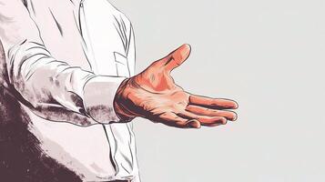 A man is holding out his hand to someone photo