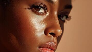 A close up of a woman with a beautiful face photo