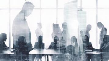 Silhouettes of people in a meeting room photo