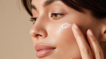 A woman with a cream on her face photo