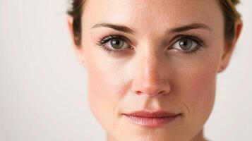 A woman with a close up of her face photo