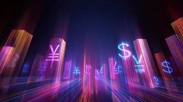 An abstract image of currency symbols and dollar signs photo