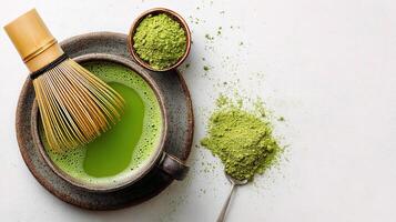 Matcha green tea powder photo