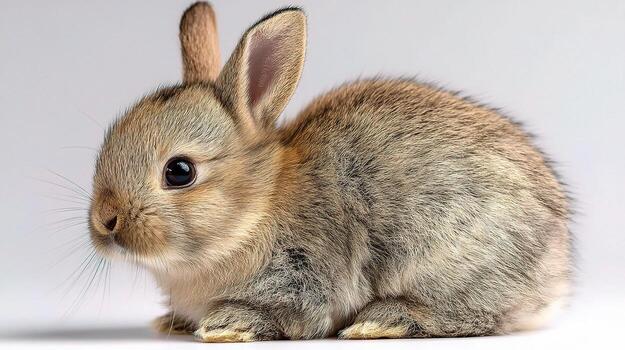 A small rabbit is sitting on a white background photo
