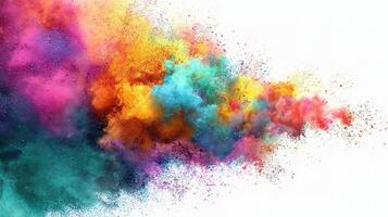 Colorful powder explosion on white background photo