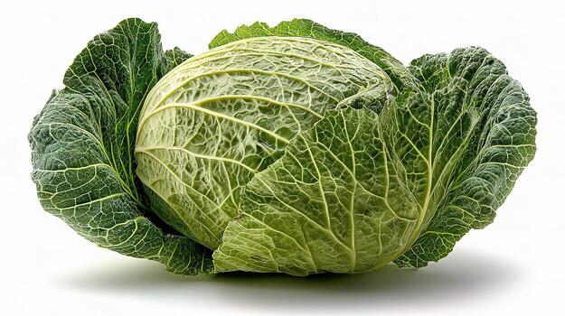 A close up of a cabbage on a white background photo