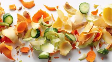 A pile of chopped vegetables and other ingredients photo