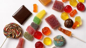 A variety of candy and candy lollipops photo