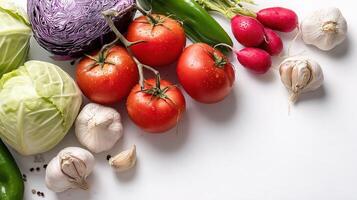 Fresh vegetables on white background photo