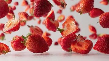 Strawberries falling from the sky photo