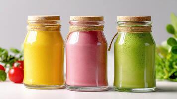 Three bottles of juice photo