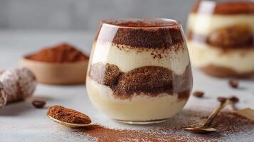 Chocolate and coffee dessert in a glass photo