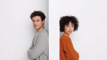 A young couple standing next to each other photo