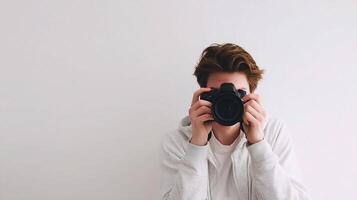 A man taking a photo with a camera