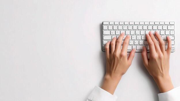 Hands typing on a keyboard photo