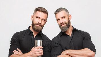 Two men with beards posing for a photo