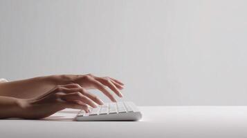 A person typing on a computer keyboard photo