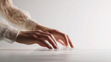 A woman's hands on a keyboard photo