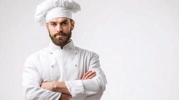 A man in a chef hat and white uniform photo