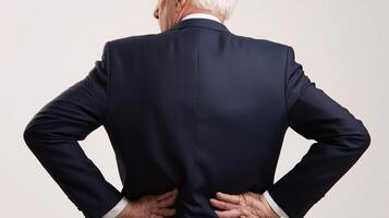 Back view of a man in a suit with his back to the camera photo