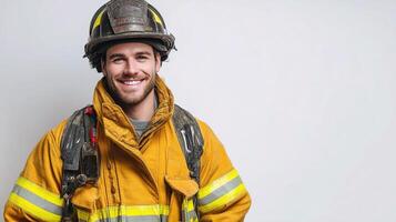 A smiling man in a fireman uniform photo
