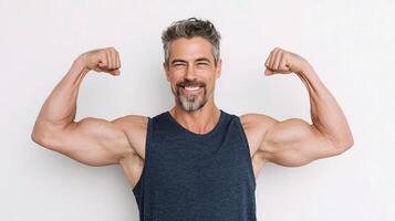 A man flexing his muscles photo