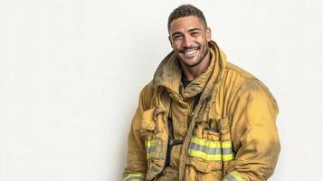 A smiling man in a fireman's uniform photo