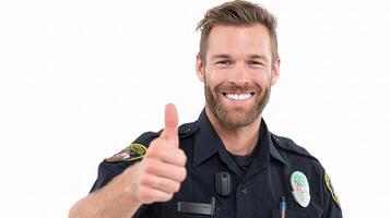 A smiling police officer giving the thumbs up photo