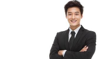 A young asian man in a suit and tie photo