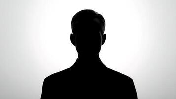 A silhouette of a man's head on a white background photo