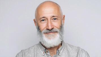 A man with a white beard and grey hair photo