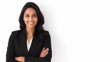 Elegant Indian Businesswoman in Formal Wear Smiling Confidently photo