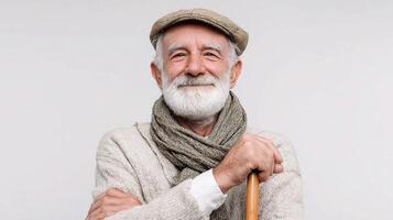 An old man with a beard and hat photo