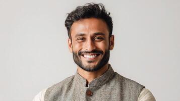 An indian man with a beard and a smile photo