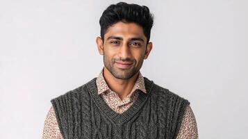 A man in a sweater vest and shirt photo