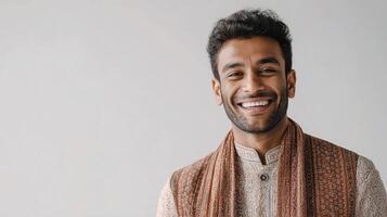 A smiling man in an indian outfit photo