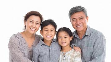 A family of three people and one child photo