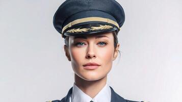 A woman in a uniform with a hat photo