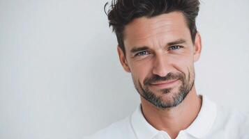 A man with a white shirt and beard photo