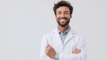 A smiling man in a lab coat photo