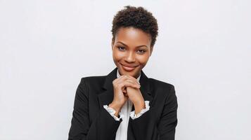 A beautiful young african american woman in a suit photo