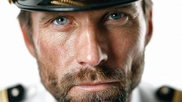 A close up of a man in a sailor hat photo