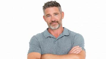 A man with his arms crossed and a smile photo