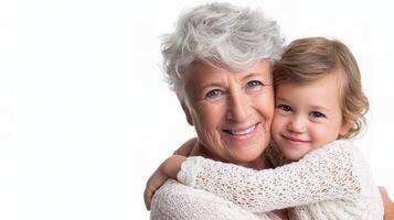 An older woman and a little girl hugging photo