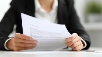 A person in a suit holding a piece of paper photo