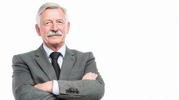 An older man with a mustache and suit photo